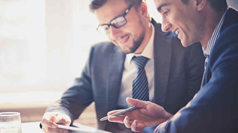 Two Businessmen Viewing Document