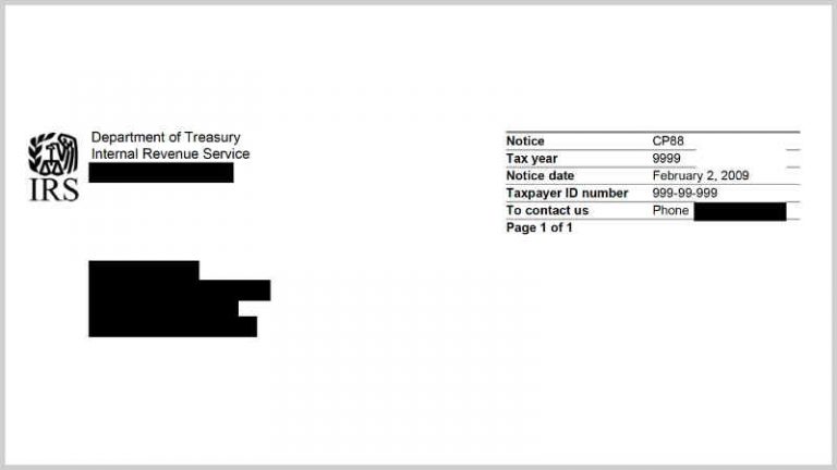 IRS Letter Heading for Notice CP88