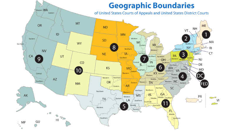 US Court of Appeals District Boundary Map